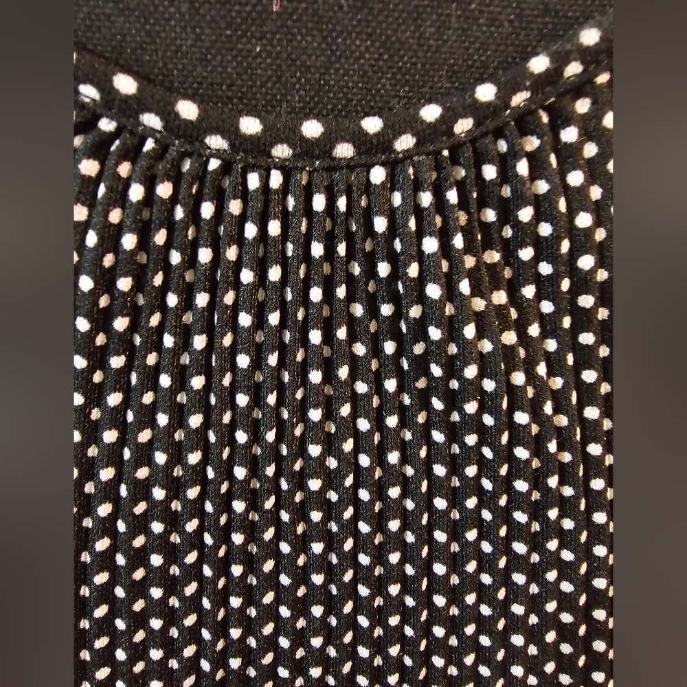 NWT Adrianna Papell Black and White Polka Dot Blouse, Beauifully Shapely Small - Picture 3 of 5